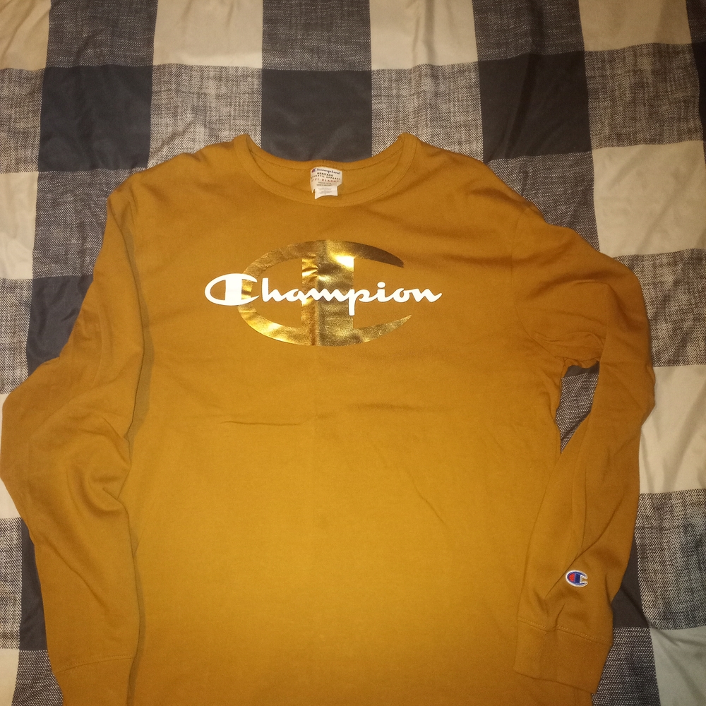 Champion Men's Gold Long Sleeve Tee